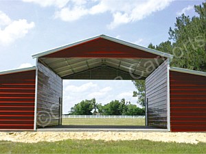 Vertical Style Carolina Barn with Two Fully Enclosed Lean To's 
